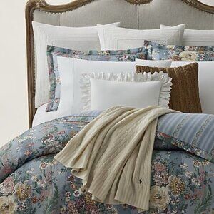 New Ralph Lauren ADALIA Large Floral FULL/QUEEN Size Duvet Cover 100% Cotton